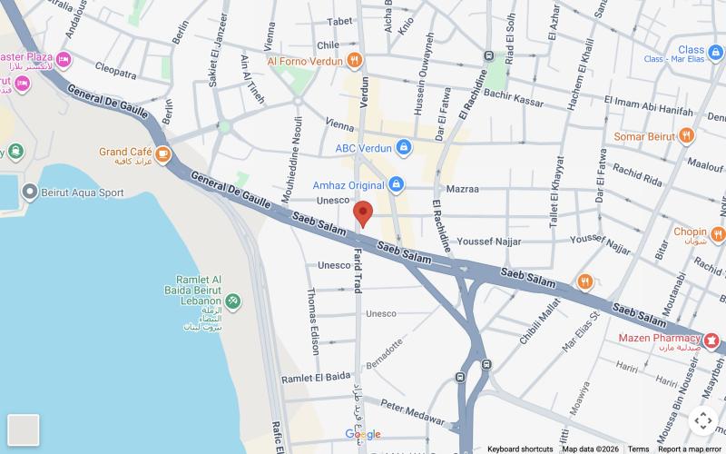 Google Map showing Basma Kids Dental Clinic on Verdun Street, Beirut
